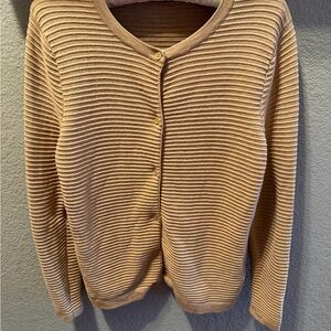 Lands’ End Supima® 100% Cotton Ribbed Cardigan – Size Small (6–8) EUC